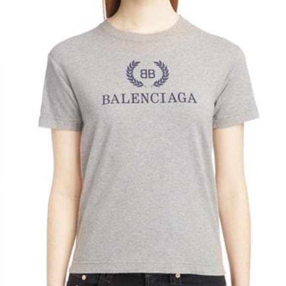 Balenciaga Heather Gray Logo Tee